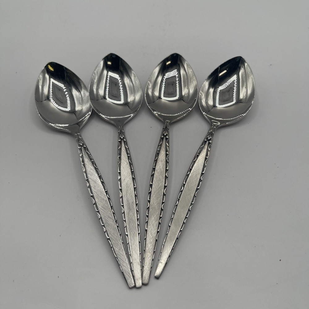 Oneida Community Venetia MCM Soup Spoons Stainless Flatware‎ Lot Set Of 4